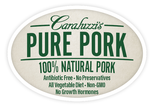 Pure Pork Logo Transp Caraluzzi's Pure Pork Logo - 100% Natural Pork - Antibiotic Free, No Preservatives, All Vegetable Diet, Non-GMO, No Growth Hormones