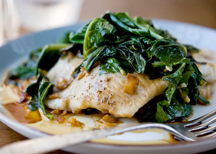 Steamed Flounder with Spinach