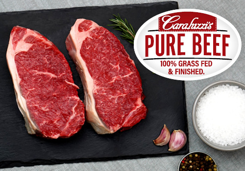 Caraluzzi's Pure Beef 100% Grass Fed and Finished NY Strip Steaks