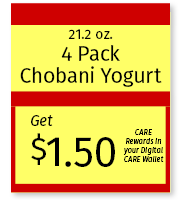 Caraluzzi's CARE Rewards Sign for Chobani Yogurt