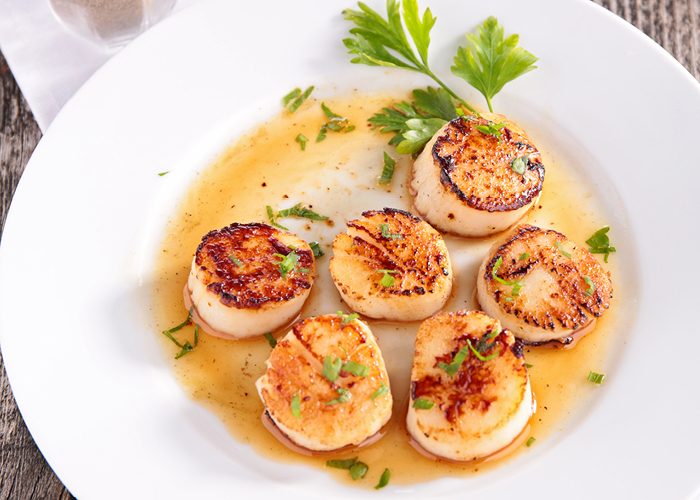 Cooked Scallops on a plate