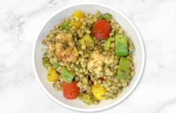 Couscous Pesto Shrimp and Zucchini Bowl