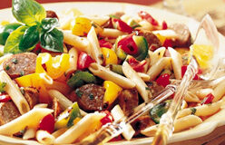 Grilled Italian Sausages with Pasta and Vegetables